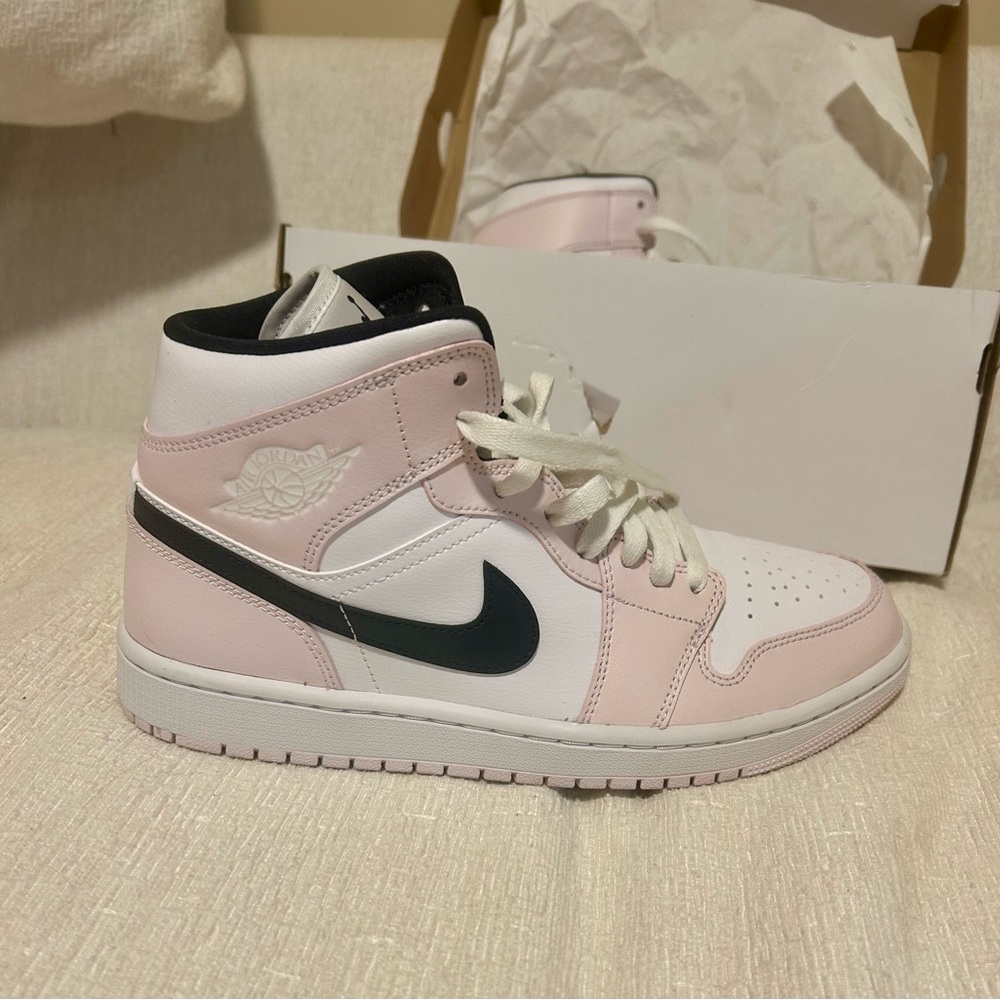 Women’s Nike Air Jordans 1 Mid - Barely Rose - Picture 10 of 13